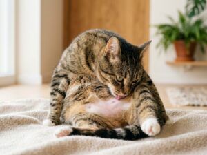Зачем кошка вылизывает живот до голой кожи